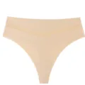 Women Seamless Nude Tanga Ice Silk Underwear V-Stripe Mid Rise Daily Variant Color - S / Apricot