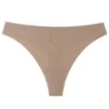 Seamless low-rise nude thong for women, comfortable yoga underwear with cute heart print. - Dark Coffee