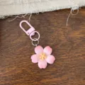 Pink cherry blossom keychain sweet floral bag pendant cute student student accessory gift - Solid Pink