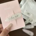 Cute lace hair clip sweet rabbit bear pink duckbill clip hair accessories for women girls - Beige