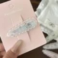 Cute lace edge hair clip sweet bear bunny acrylic hairpin lolita side duckbill accessory - Blue