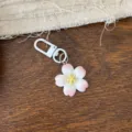 Cute cherry blossom keychain floral bag pendant sweet student accessory spring style - Solid White