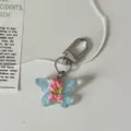 Transparent Flower Butterfly Keychain Cute Girl Bag Pendant Trendy Accessory Gift - Light Blue