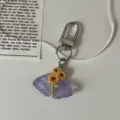 Transparante bloem vlinder sleutelhanger schattig meisje tas hanger stijlvol accessoire - Lichtpaars