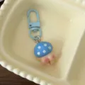 Cute blue mushroom butt keychain dopamine cartoon bag pendant aesthetic backpack accessory - Blue
