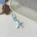 Cute light blue 3D starfish keychain bag pendant aesthetic accessory for daily outfits. - Blue
