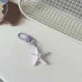Cute purple 3D starfish keychain bag charm aesthetic cute aesthetic backpack pendant accessory. - Purple