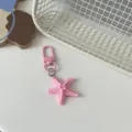 Cute pink starfish keychain bag pendant, girlish style metal clasp accessory for daily use. - Deep Pink