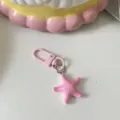 Cute pink starfish keychain bag charm accessory for women and girls daily matching gift style. - Starfish
