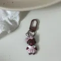 Cute Ugly Doll Keychain Black Baby Bag Pendant with Pink Plaid Bow Creative Charm - Pink Bow
