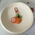 Cute orange fruit keychain soft silicone sliced orange pendant bag charm accessory dopamine style - Orange