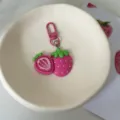 Cute pink strawberry keychain sweet fruit pendant bag charm aesthetic cute accessory - Rose Red Strawberry