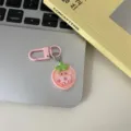 Cute cartoon strawberry plate keychain charm, sweet girlish style bag pendant accessory. - Strawberry