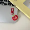 Adorably cute strawberry bear keychain aesthetic bag charm cartoon fruit pendant accessory gift - Tomato