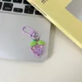 Cute cartoon purple grape keychain detail view, perfect accessory for students and bags. - Grapes