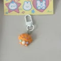 Orange seashell pearl keychain cute ocean animal keyring bag charm pendant for daily gifts - Shell
