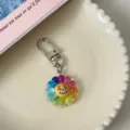 Colorful flower keychain cartoon emoticon backpack pendant cute gift accessory for students - Seven-Color Flower (Comical)