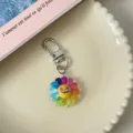 Colorful rainbow flower emoji keychain cute cartoon acrylic bag pendant accessory gift - Seven-Color Flower (Crying & Smiling)