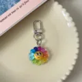 Colorful flower expression keychain cute cartoon bag charm aesthetic accessory for gift - Seven-Color Flower (Awkward)