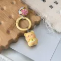 Simpatico portachiavi orsetto bavaglino 3D campana ciondolo borsa studente regalo carino - Giallo