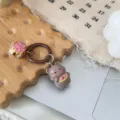 Carino portachiavi con orsetto 3D e campana, ciondolo borsa da studente e regalo. - Marrone scuro
