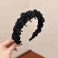 Cerchietto nero a pois con denti per donne, elegante fascia per capelli soffice alta 85 - Cerchietto Pois Neri
