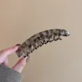 Molletta per capelli banana leopardata elegante artiglio verticale per coda di cavallo alla moda - 13cm Grande / Ambra Grigia