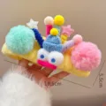 Cute yellow plush big-eye headband, fluffy wide-brimmed wash face hair band for women. - Yellow With Letter C