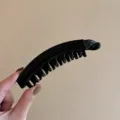 Molletta per capelli banana nera da donna, semplice artiglio verticale, lunghezza circa 13 cm - 13cm Grande / Nero Lucido