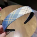 Serre-tête en tissu écossais bleu pour femme, accessoire de cheveux japonais mignon et tendance. - Carreaux Bleu-Blanc-Orange