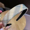 Serre-tete en tissu a carreaux classique pour femme, jolis accessoires de cheveux tendance. - Carreaux Jaune-Vert-Blanc