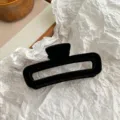 Elegant black velvet hair claw clip for women, large geometric shark clip for autumn and winter. - Black (~13cm)