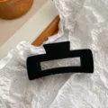 Molla per capelli rettangolare in velluto nero, elegante grande accessorio geometrico. - Quadrato (~10.5cm)