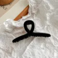 Molla per capelli in velluto nero da donna, elegante pinza grande per capelli spessi. - Croce (~10.5cm)