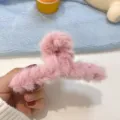 Pinza de pelo peluda rosa de invierno clip tiburón grande accesorio elegante de mujer - Rosa Púrpura
