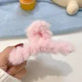 Molla per capelli in peluche rosa, grande artiglio soffice per donne, accessorio invernale. - Rosa chiaro