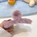 Molletta per capelli in peluche da donna, accessorio soffice, grande artiglio per capelli. - Viola
