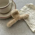 Grande molletta per capelli soffice marrone peluche autunno inverno accessori capelli - Marrone chiaro