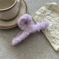 13cm large purple plush hair claw clip for women autumn winter fashion aesthetic hair accessories - Purple