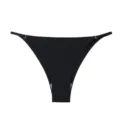 Femme noir taille basse anneau métallique string soie glacée sans couture sexy bikini bas. - M / Bas / Noir