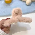 Molla per capelli in peluche rosa, grande clip squalo soffice autunnale per acconciature. - Kaki