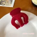 Molla per capelli in velluto rosso da donna, elegante piccolo fermaglio per acconciature. - Grande Molla per Capelli Floccata Rossa a Tre Denti