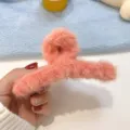 Pinza de pelo de felpa color rosa, gran garra de pelo peluda de invierno para accesorios - Naranja