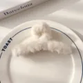White plush hair claw clip for women, fluffy winter large shark hair clip hairpin headwear. - Hair Claw / White