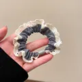 Elastico per capelli in seta di ghiaccio con pizzo stile coreano piccolo morbido grigio - Grigio Viola