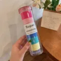 Clear hair ties colorful rubber bands in transparent container bottle set vibrant shades - Blue Series