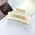 Matte cream hair claw clip, minimalist French vintage hair accessory for daily styling. - Matte White