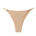 Tanga string femme sans coutures en soie glacée taille basse avec anneaux en métal. - M / Bas / Café