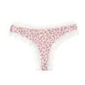 Tanga sexy rosa con stampa leopardato da donna con bordo in pizzo bianco e grazioso fiocco. - Leopardato Rosa