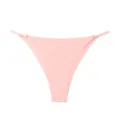 String femme sexy rose taille basse sans coutures en soie de glace avec anneaux métal - Rose